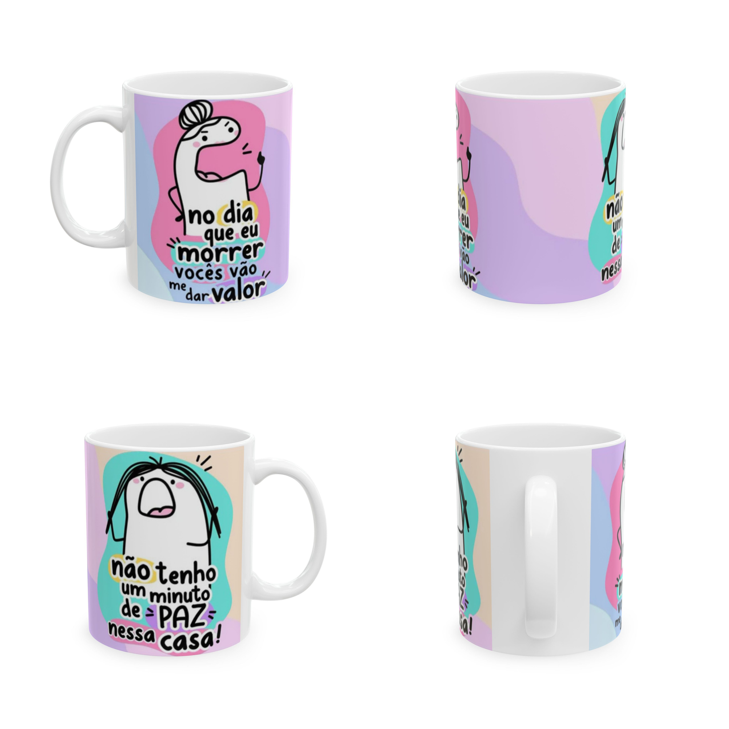 Caneca Mãe Portuguesa – "Não Tenho Um Minuto de Paz Nesta Casa!" | Prenda Divertida