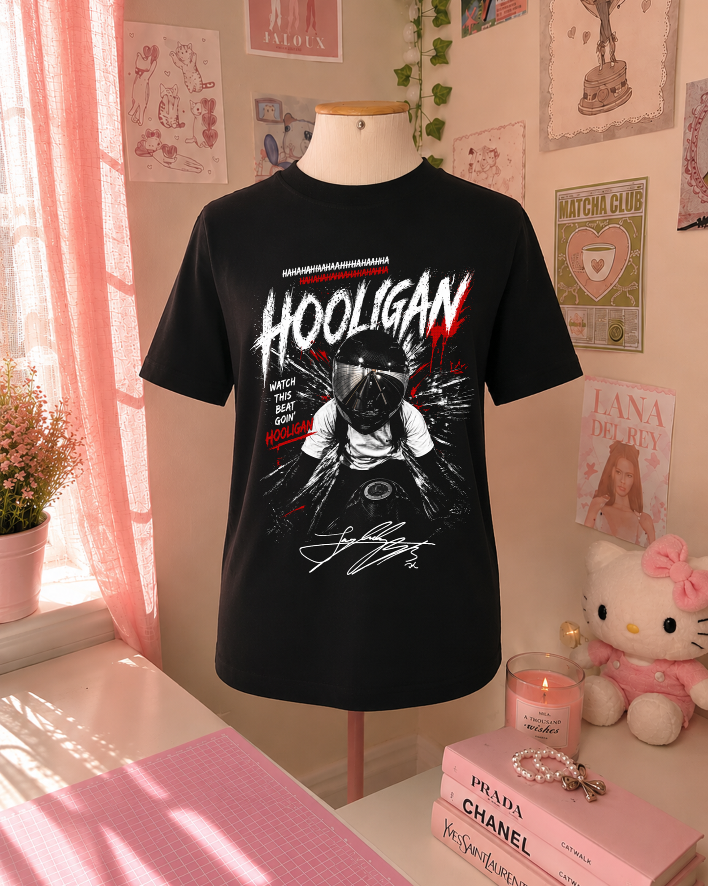 Black K-Pop T-Shirt with Streetwear Design