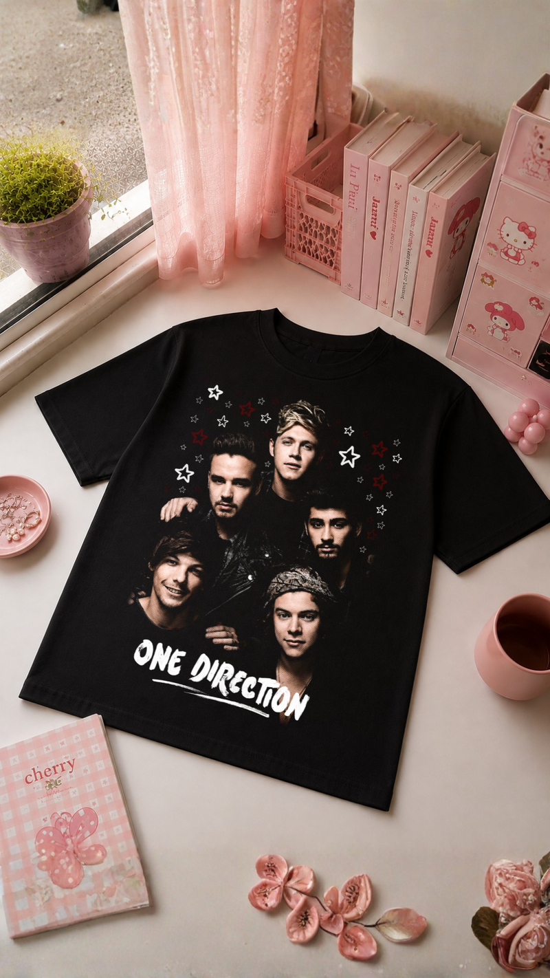T-Shirt 2010s Boy Band Aesthetic Preta | Y2K Vintage Pop