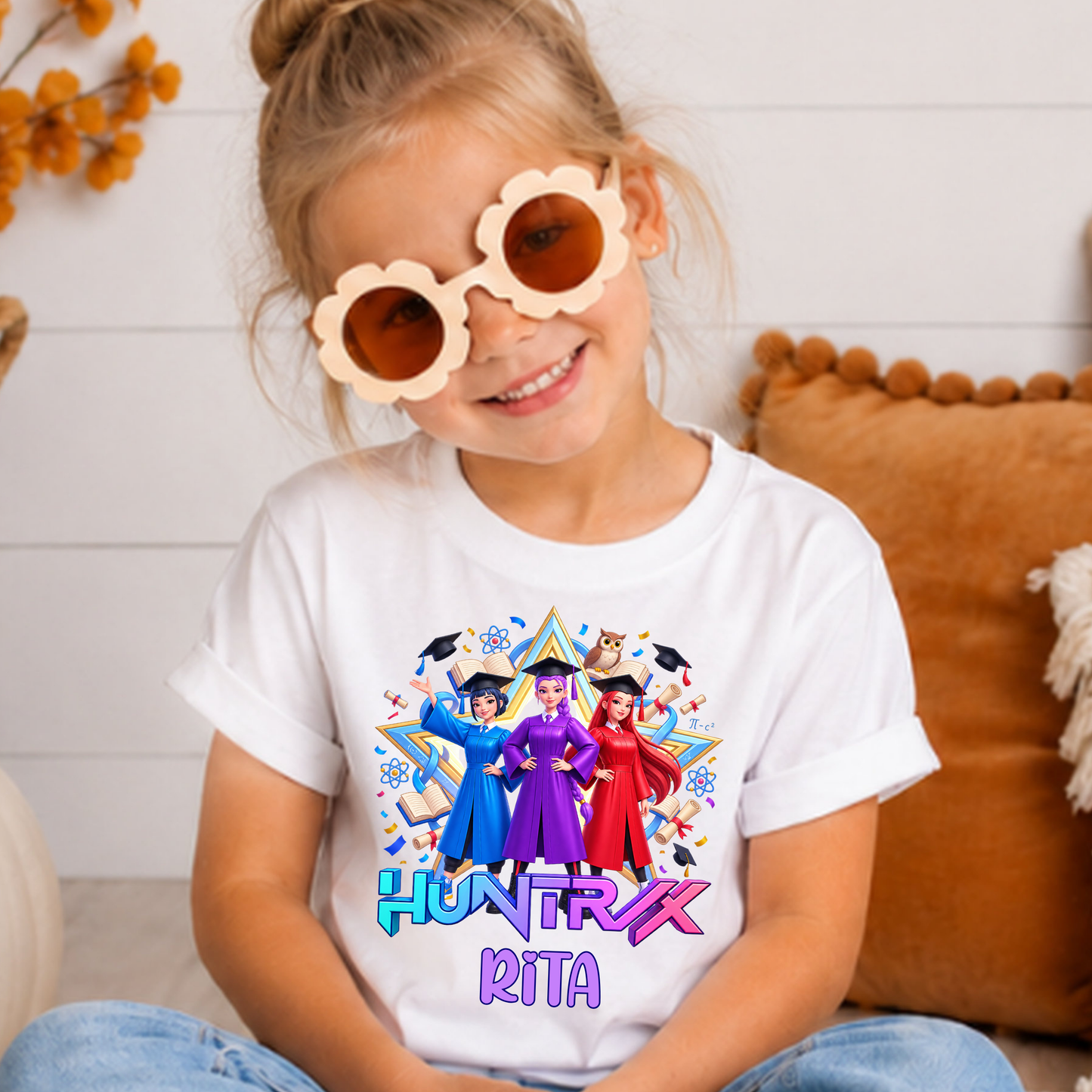 K-Pop Idol Black T-Shirt with Red Kisses