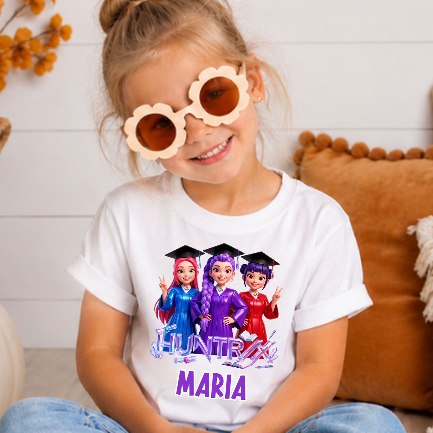 K-Pop Idol Black T-Shirt with Red Kisses
