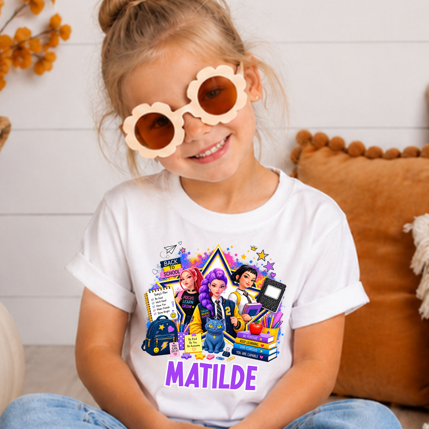 T-Shirt Infantil K-Pop Back to School | Camisola Personalizada com Nome