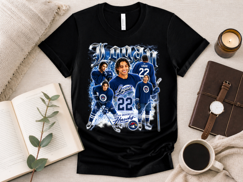 T-shirt Hockey Romance University Aesthetic Azul Camisola Estilo College Hockey Retro JL