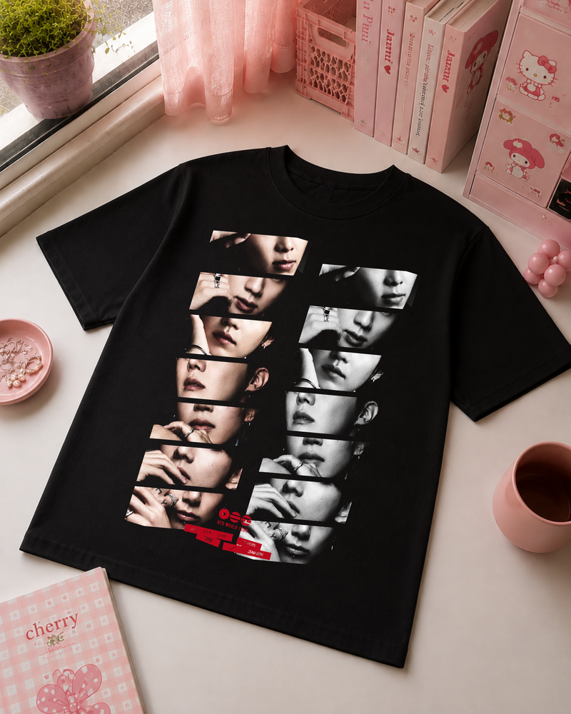 Black K-Pop Photo Collage T-Shirt