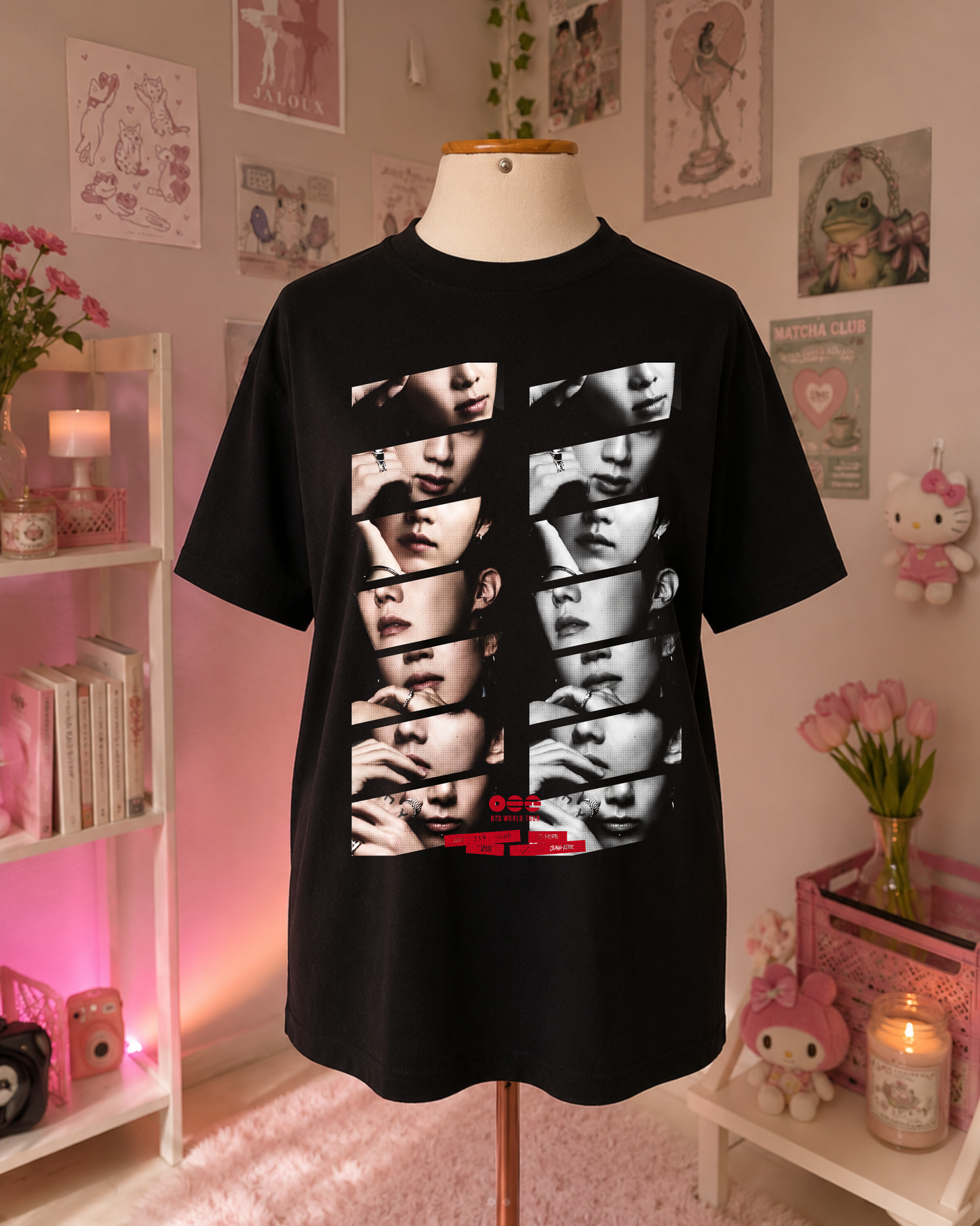T-Shirt Preto K-Pop Photo Collage