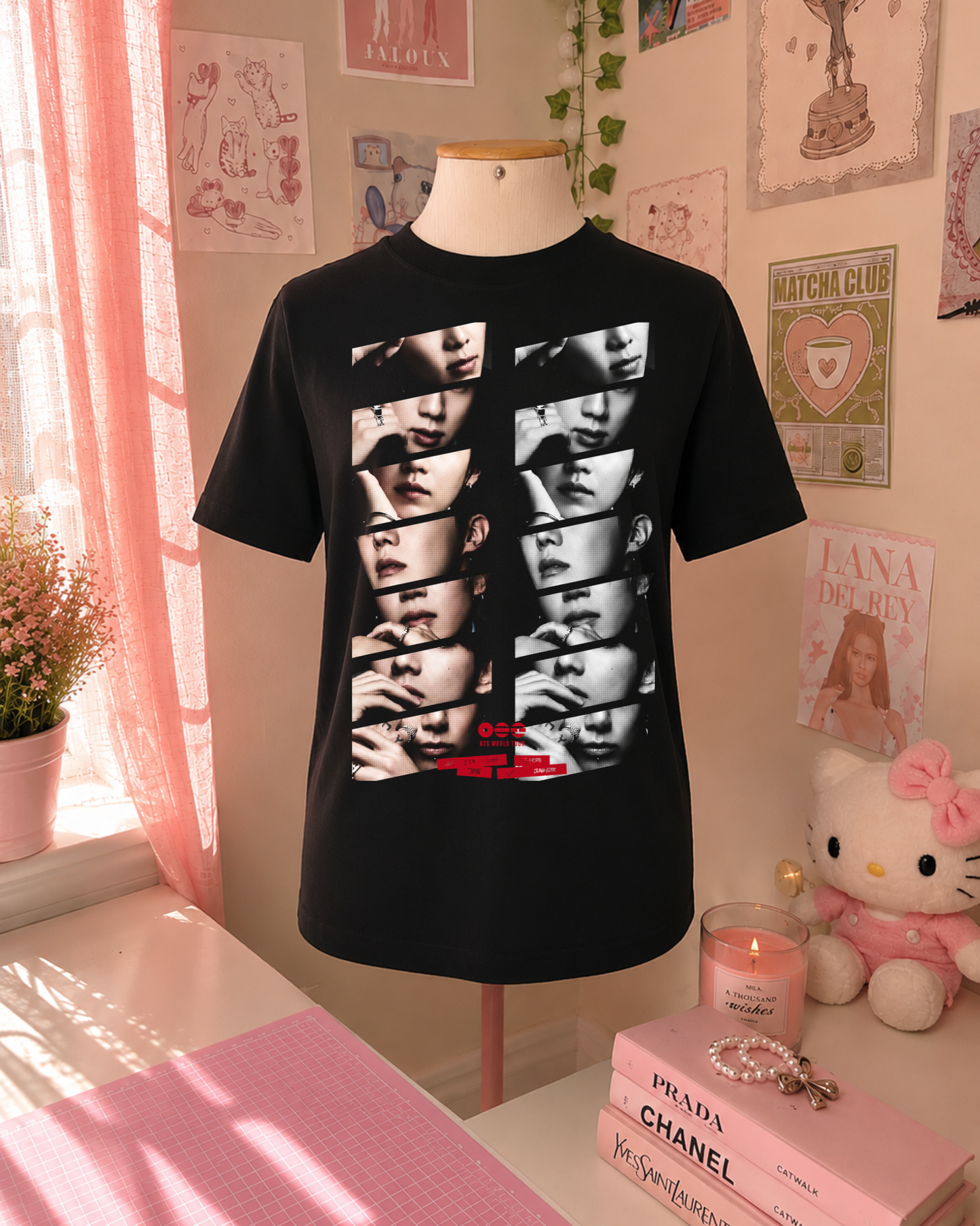 T-Shirt Preto K-Pop Photo Collage