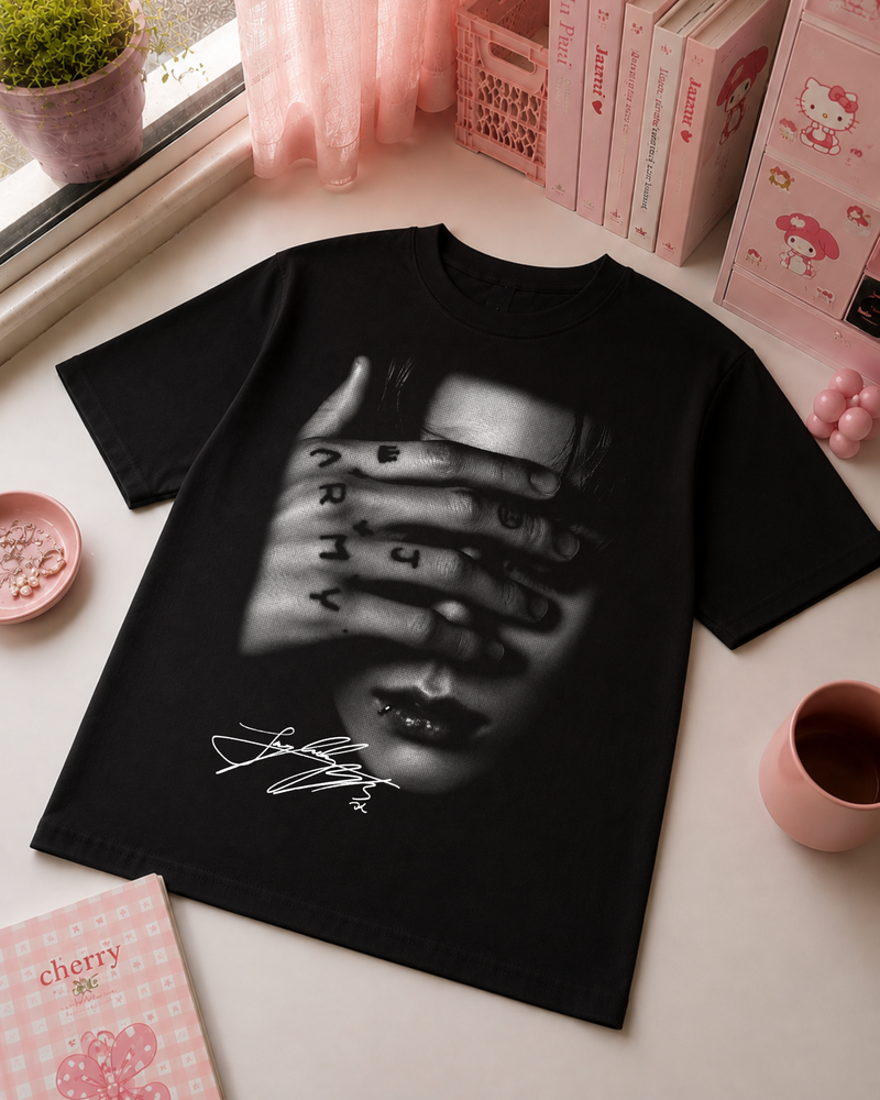 JK Black T-Shirt K-Pop Tattoo