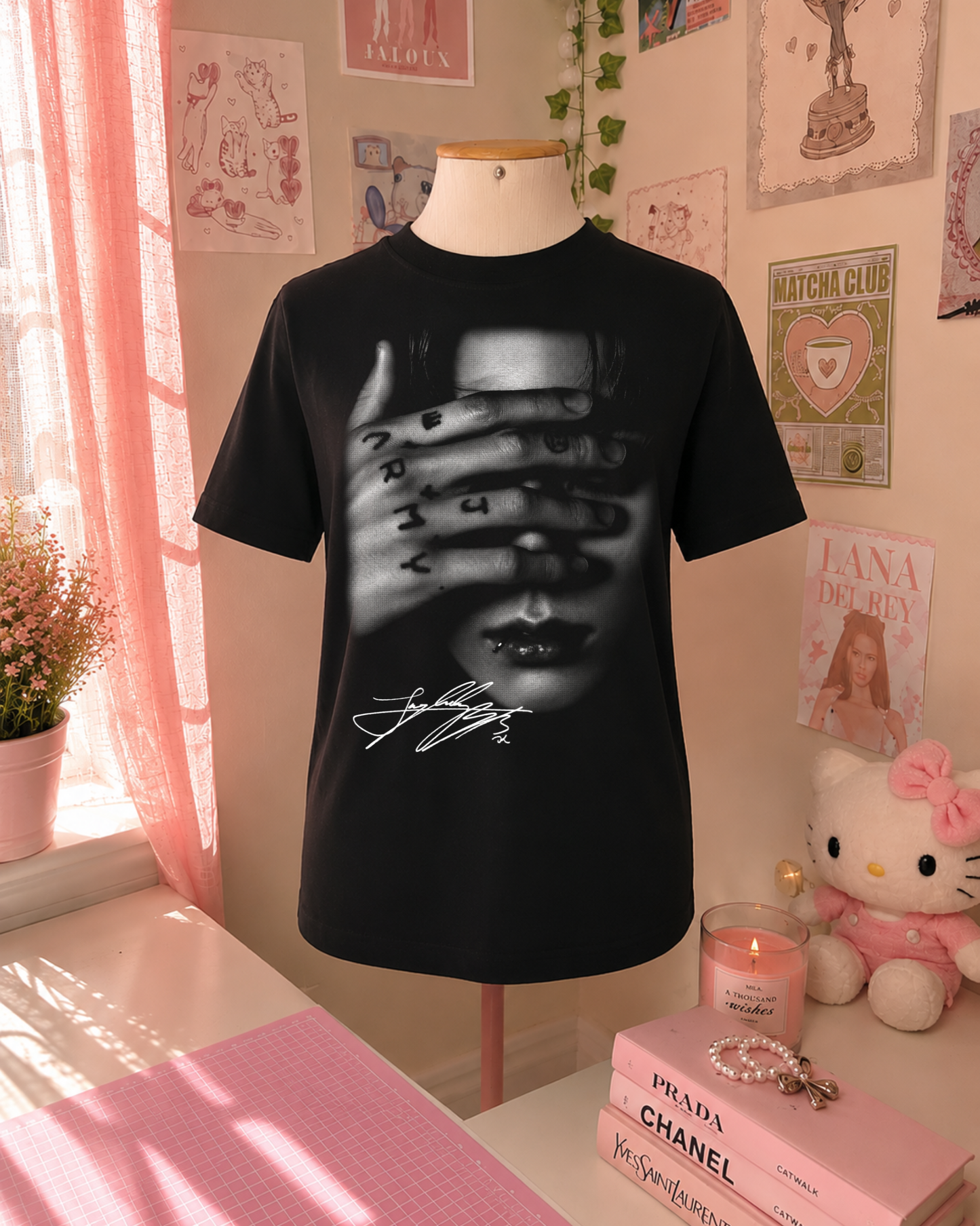 JK T-Shirt Preto K-Pop Tattoo