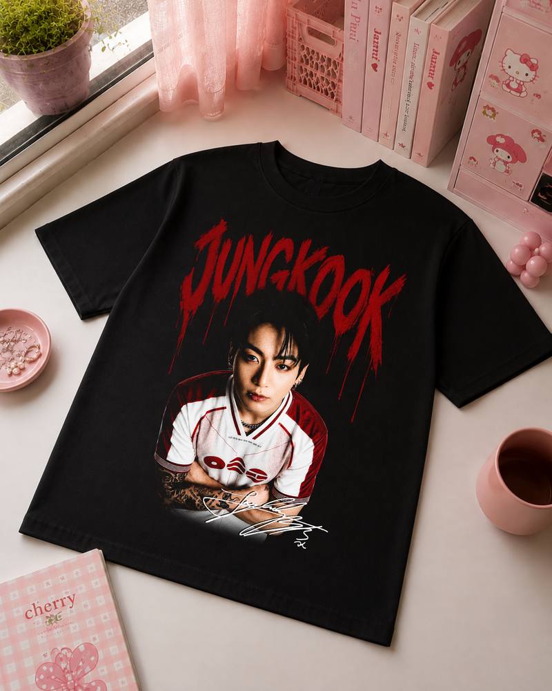 K-Pop Black Red Jersey T-Shirt