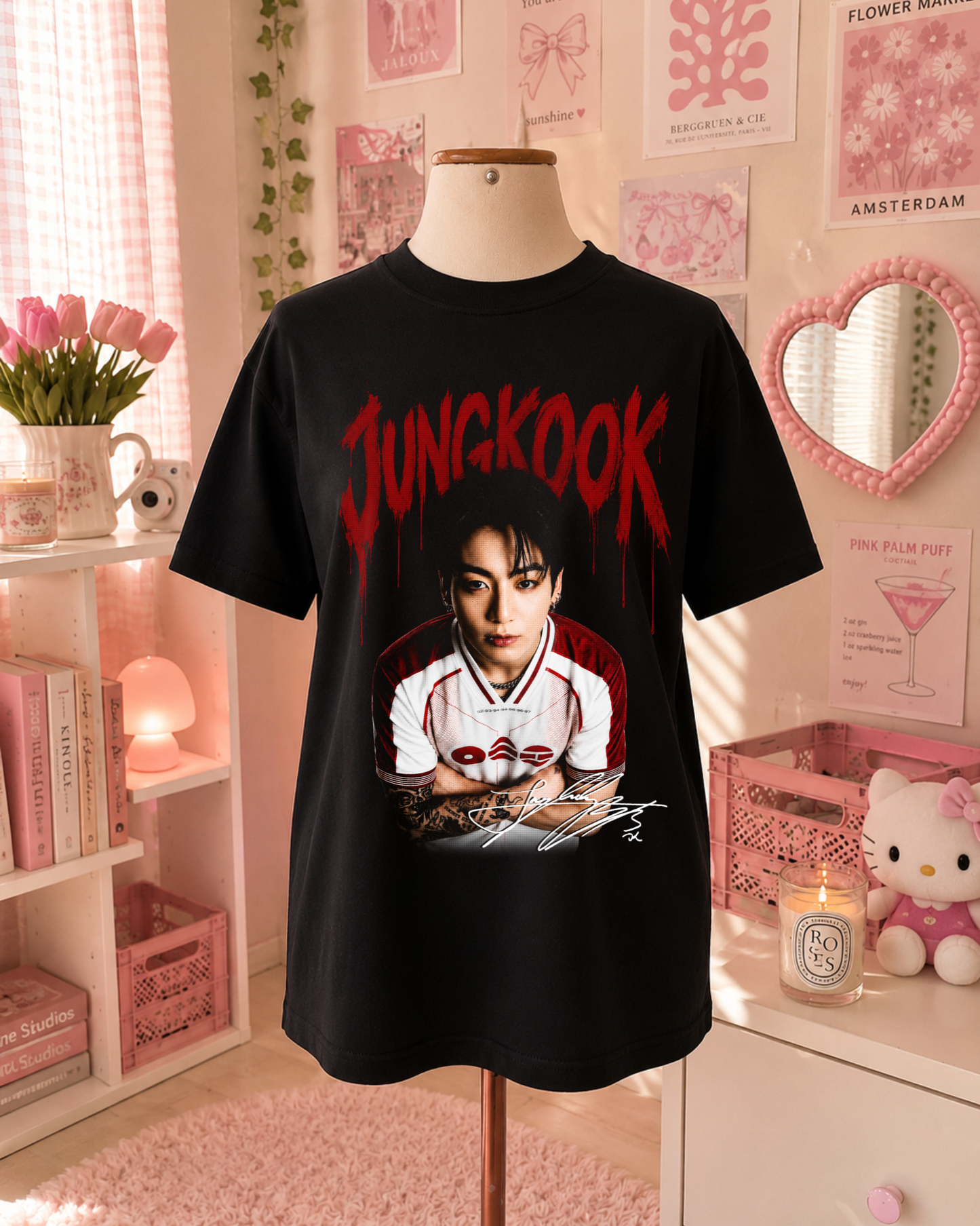 T-Shirt Preto K-Pop Red Jersey