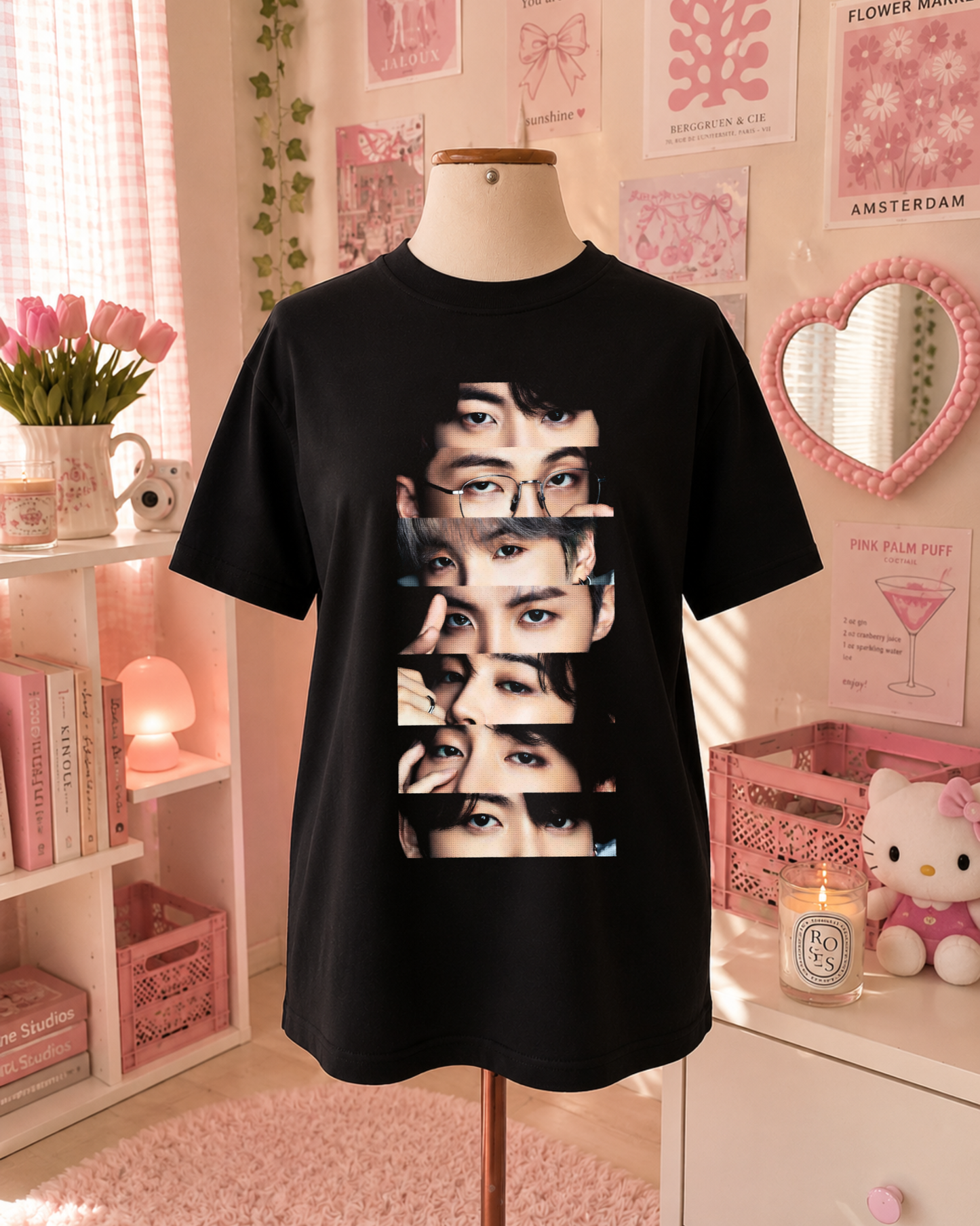 Black Glitch Eyes K-Pop T-Shirt