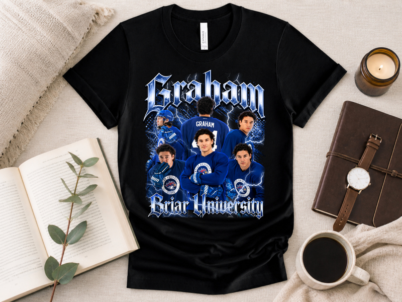 T-shirt Romance Universitário Hockey Azul Camisola Aesthetic College Sports Vintage GG