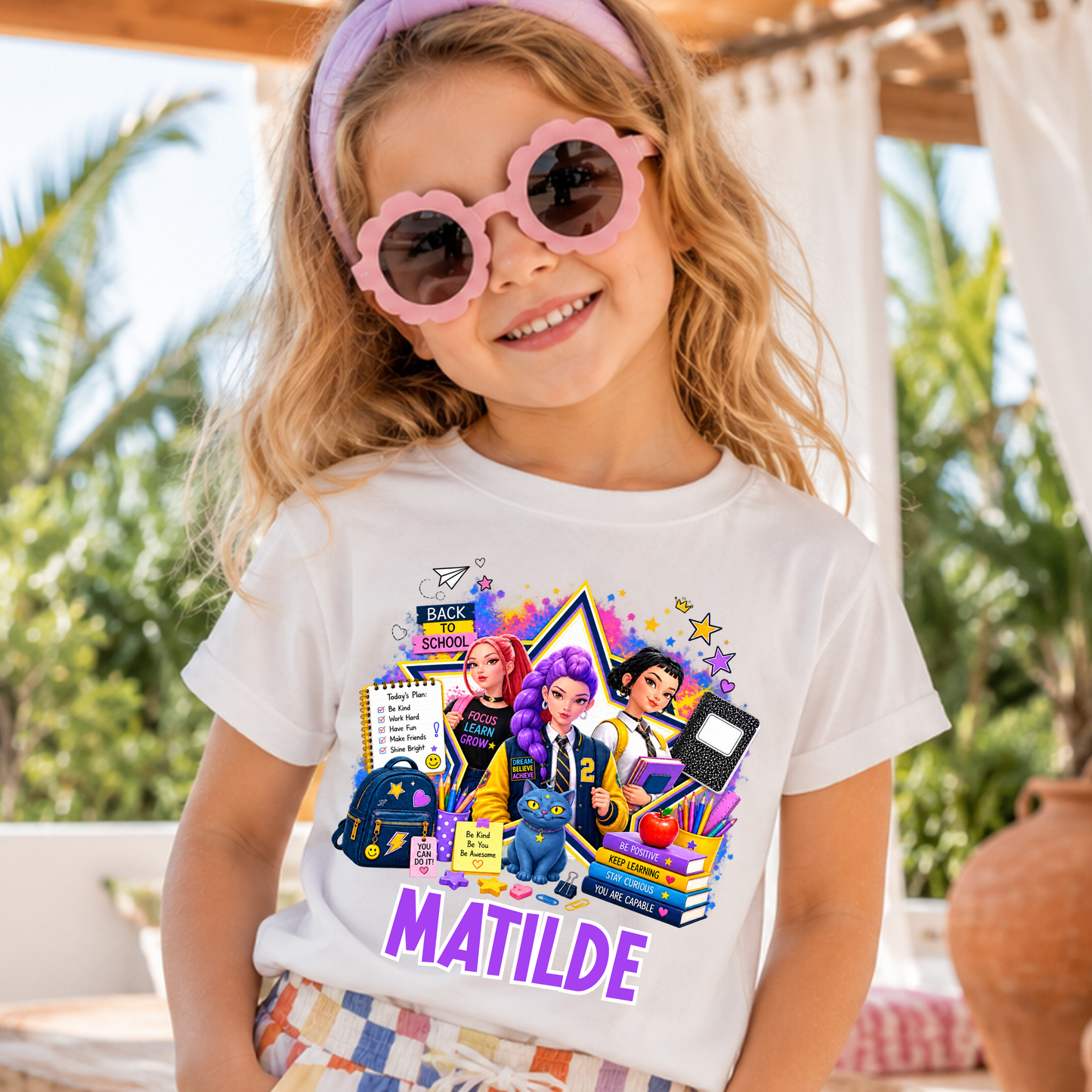 T-Shirt Infantil K-Pop Back to School | Camisola Personalizada com Nome