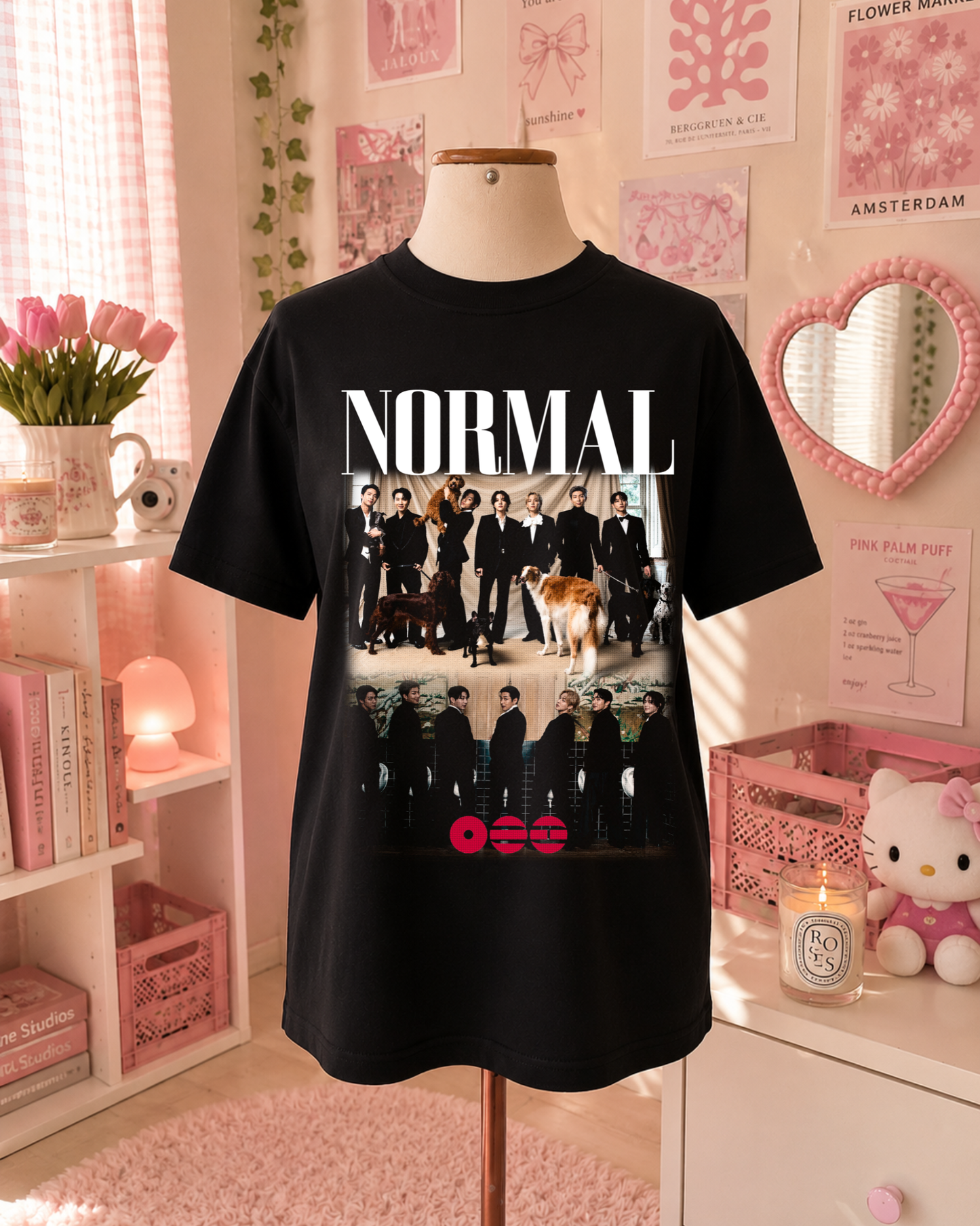 Black K-Pop "Normal" T-Shirt with Group