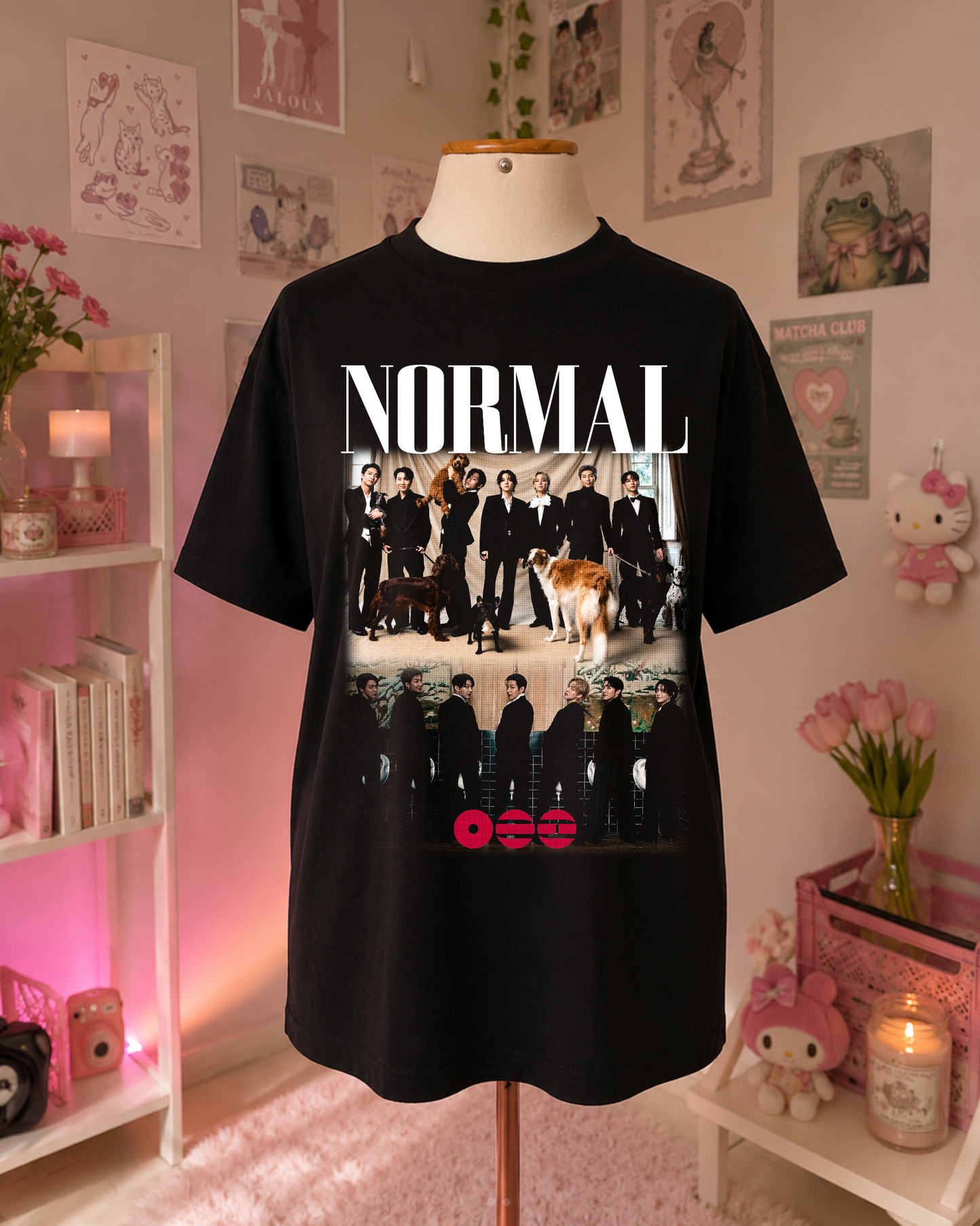Black K-Pop "Normal" T-Shirt with Group