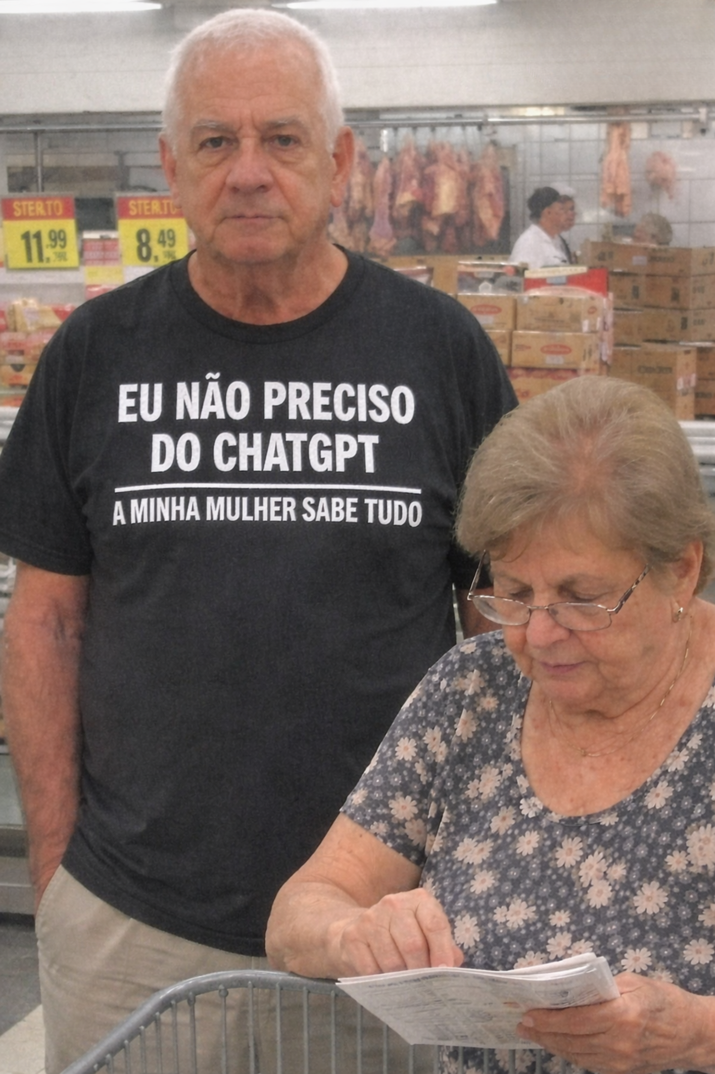 T-Shirt Divertida “Eu Não Preciso do Chat, A Minha Mulher Sabe Tudo” – Presente Engraçado para Homem