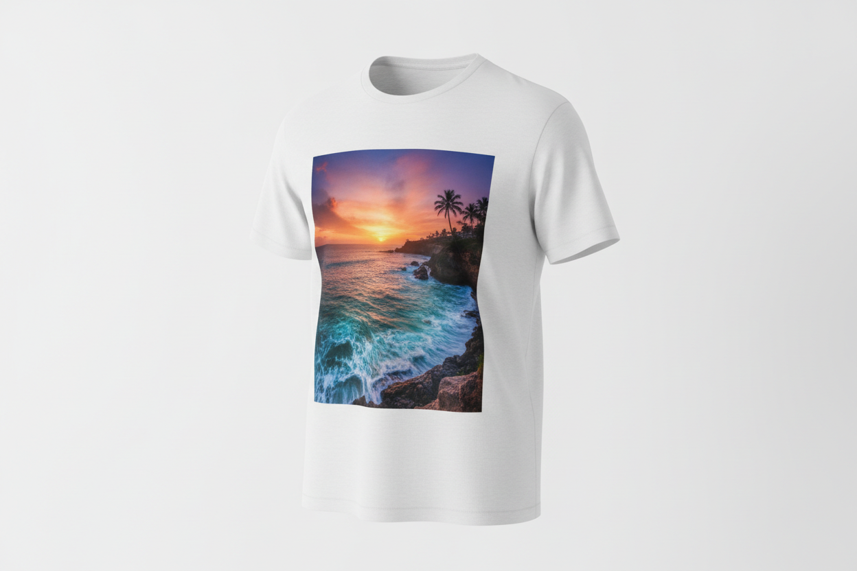 Camiseta branca personalizada com foto impressa