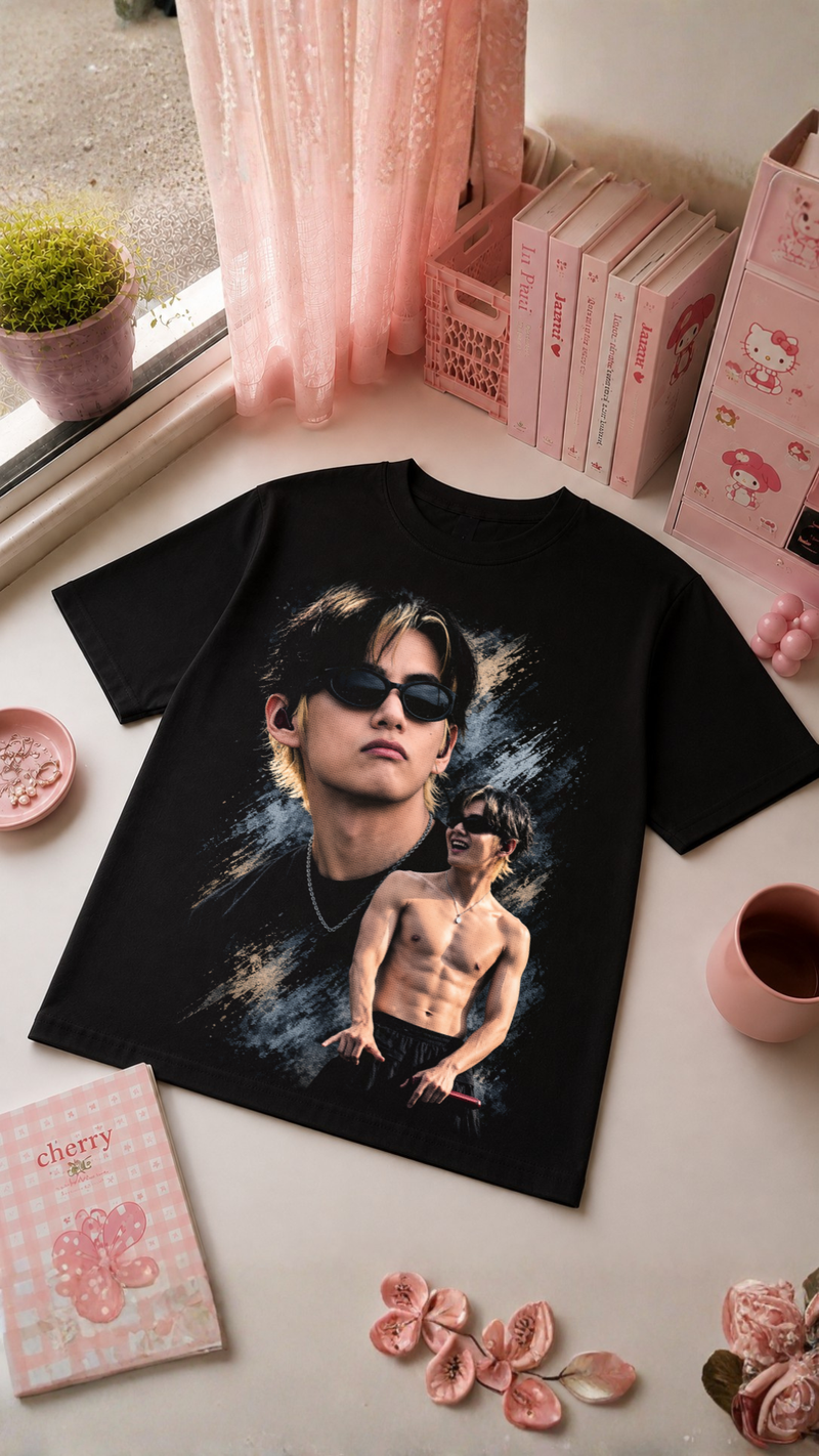 T-Shirt K-Pop Black Aesthetic | Camisola Preta Korean Pop Streetwear