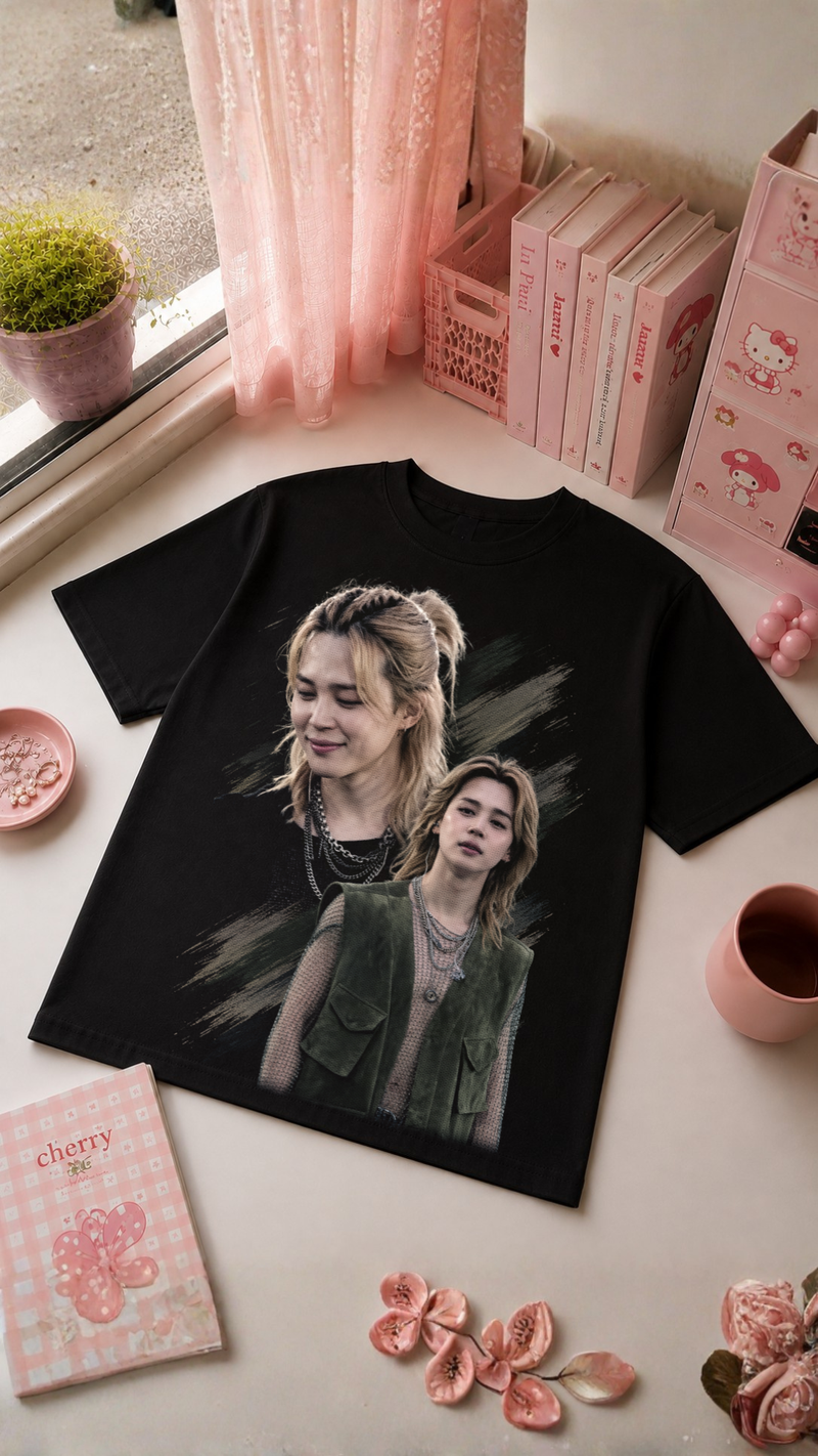 T-Shirt K-Pop | Camisola Preta Korean Pop Aesthetic Vintage